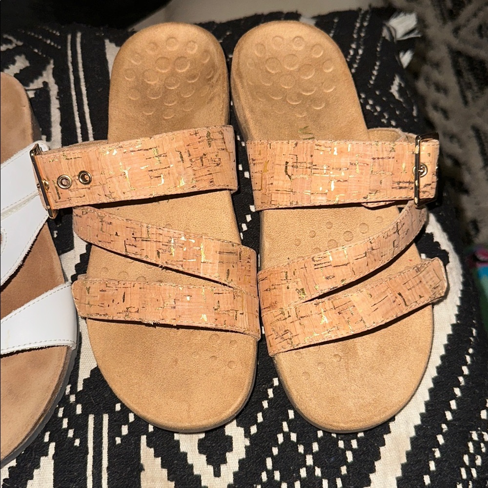 Vionic Women’s White and Tan Dual-Strap Sandals - Picture 2 of 4